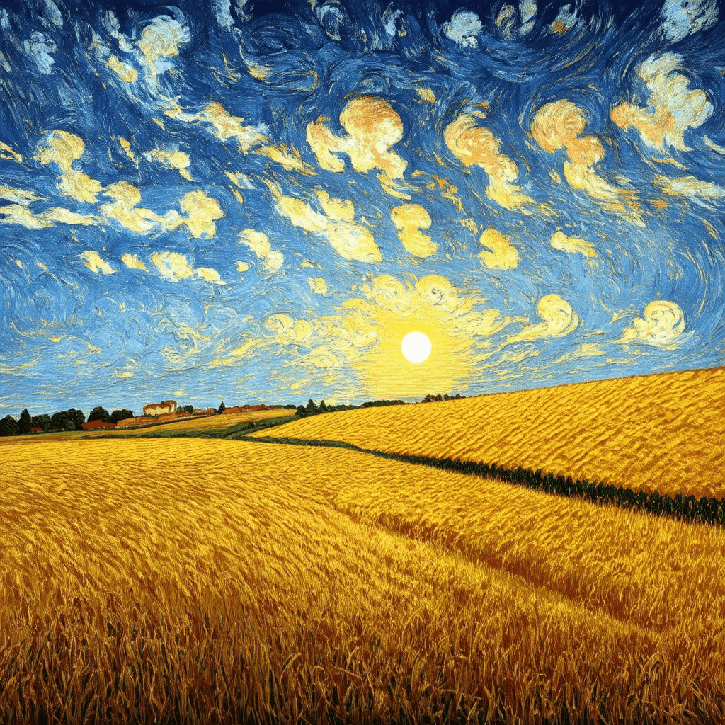 AI generated art: A serene countryside landscape with rolling wheat ...